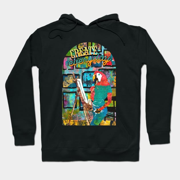 Create Everyday Macaw Artist Painting Hoodie by Gina's Pet Store